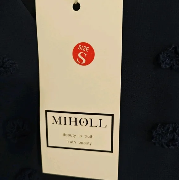 MIHOLL Navy Textured Dress Size Small - Picture 4 of 7